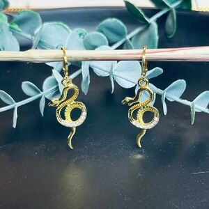 Mystical Snake Huggie Hoop Earrings | 14k Gold Plated | Witchy‎ Boho Gothic Gift